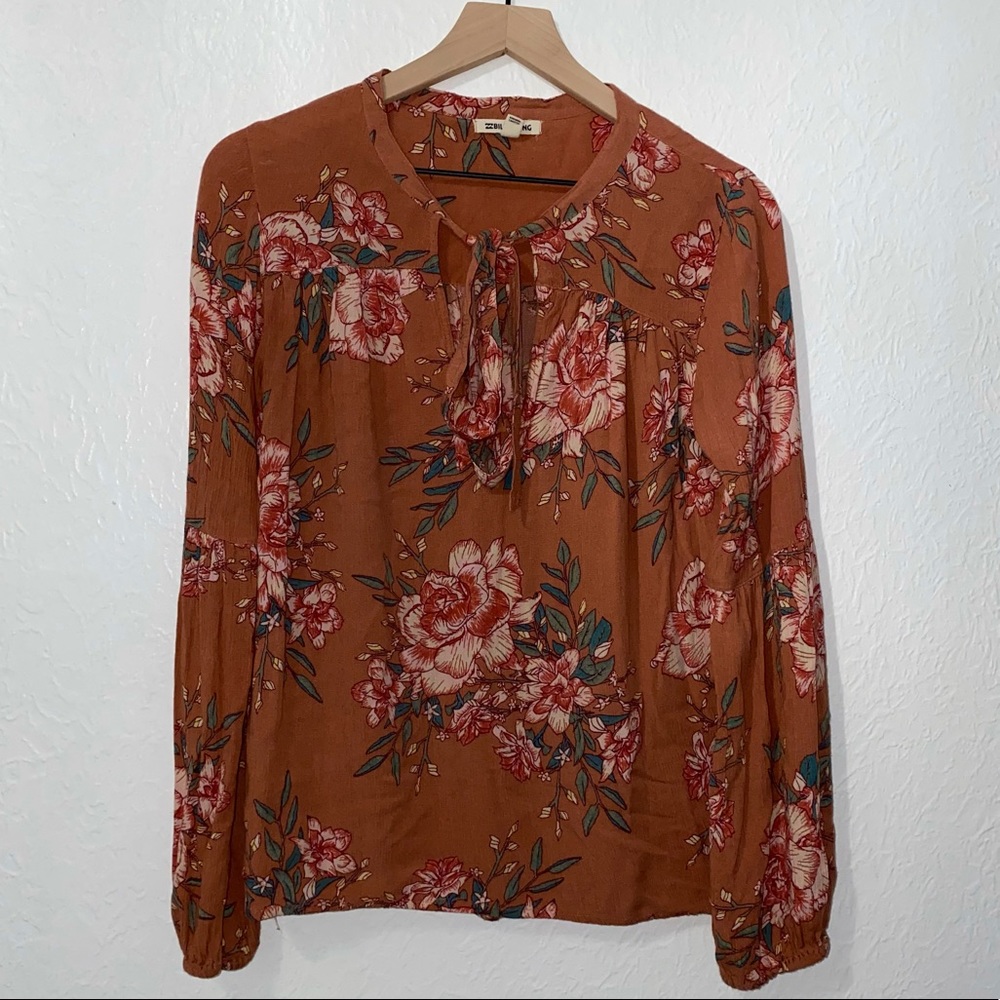 Billabong Women’s Floral Top - Medium - Pink - Green - Flowy